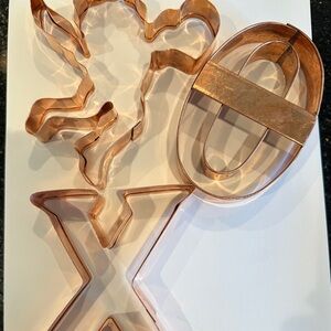 Large Copper Cookie Cutters Valentines Love X&O Cupid Baking Set Of 3 Pieces